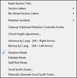 Notation window right-click menu